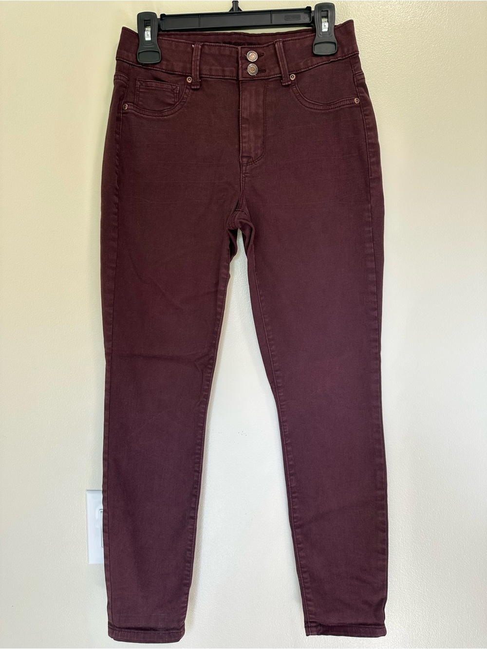 Maurices High Rise Burgundy Skinny Jeans